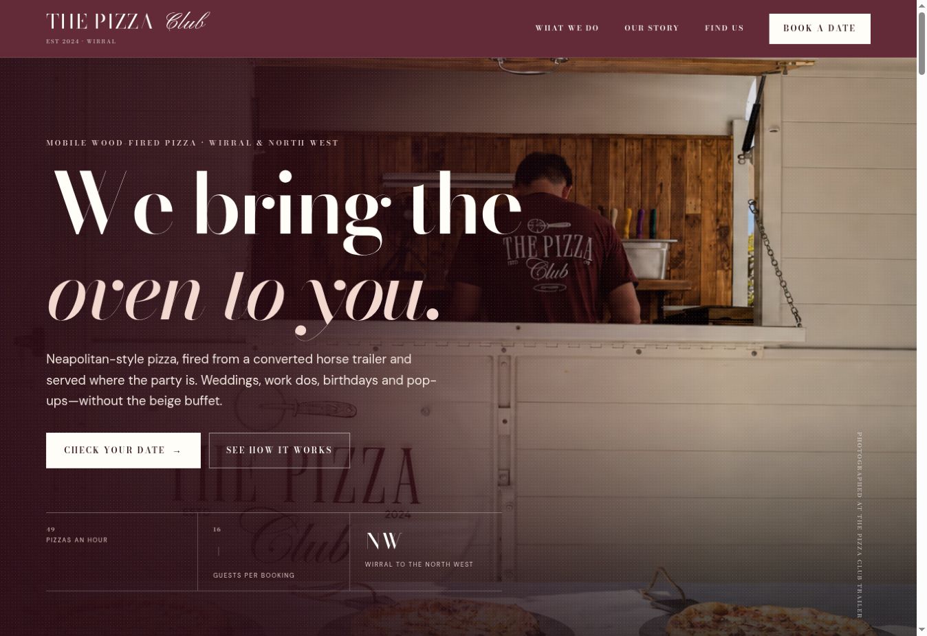 The Pizza Club NW website homepage